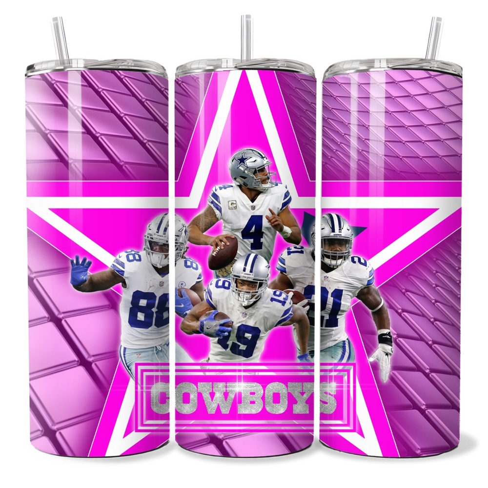 Pink Dallas Cowboys Tumbler with Straw 20oz
